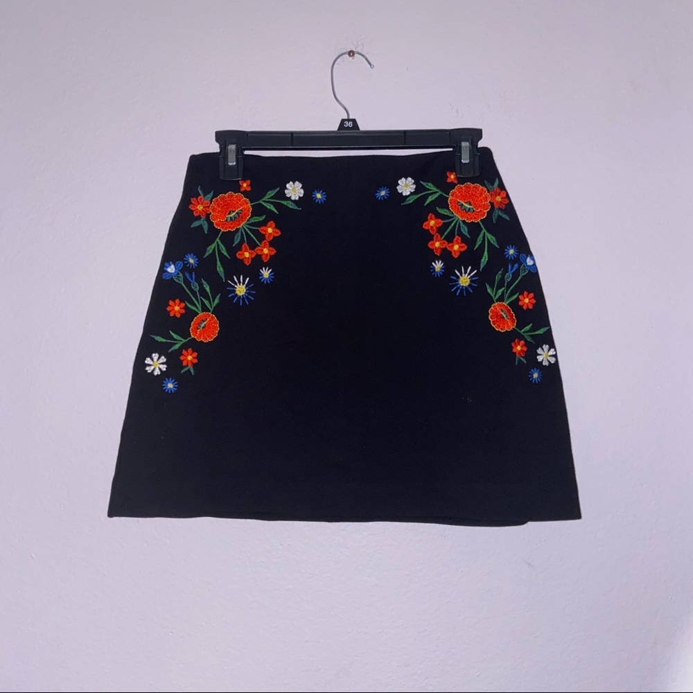 French Connection Floral Appliqué Miniskirt